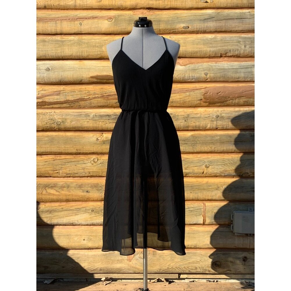 Vintage 70s Sheer Black Norman Berg Disco Dress Small